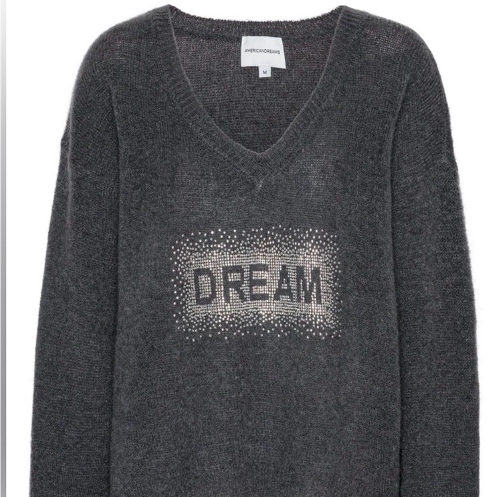 NWT - American Dreams - Silja V Neck Crystal Pullover Graphite